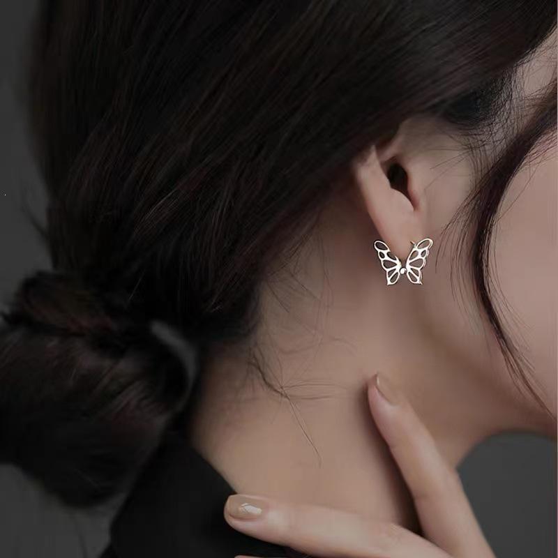 Trendy 925 Sterling Silver Butterfly Hoop Earrings for Women