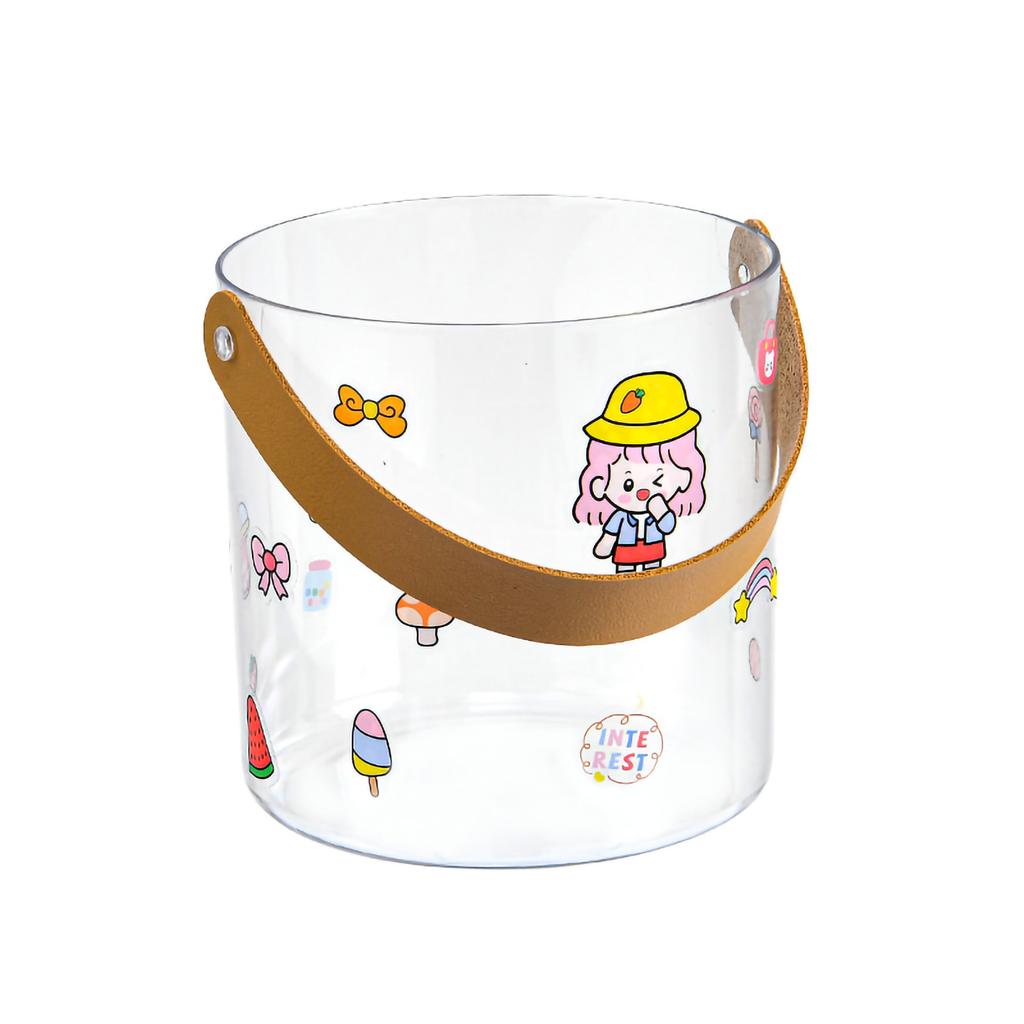 PET Small Ice Bucket Household Transparent Ice Wine Barrel Picnic Beer Drink Ice Bucket S