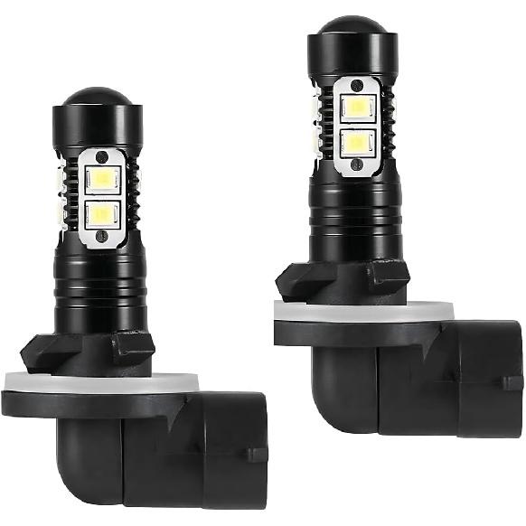 2PCS Bright 50W 881 LED Fog Light Bulbs, 881, 889, 862, 886, 894, 896, 898 Xenon Headlight Bulb Replacement, 6000K Extremely Bright LED Cool White