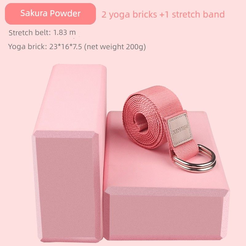 

Stretching Belt Yoga Block Suit Beginner Female Stretch Strap Foam Brick Drawstring Adult Yoga Supplies Auxiliary Tools Cherry Blossom [2 Bricks +1 1.83 m Belt]]