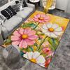 Colorful Floral Pattern Carpet with Pink and White Blossoms Design Suitable for use as an anti-slip for living room bedroom sofas