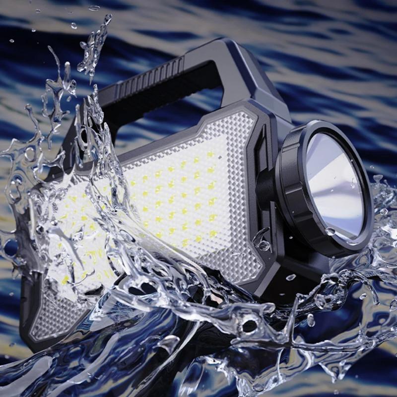 Solar Camping LanternType C Rechargeable Long Range Outdoor Camping Searchlight Waterproof Powerful Handheld Spotlight Torch COB