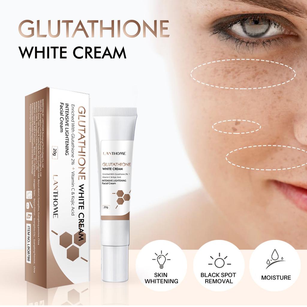 Lanthome Glutathion Gesichtscreme 20g, Aufhellend & Feuchtigkeitsspendend, Verbessert Mattheit & Feine Linien, Antioxidative Anti-Aging Hautpflege für Frauen