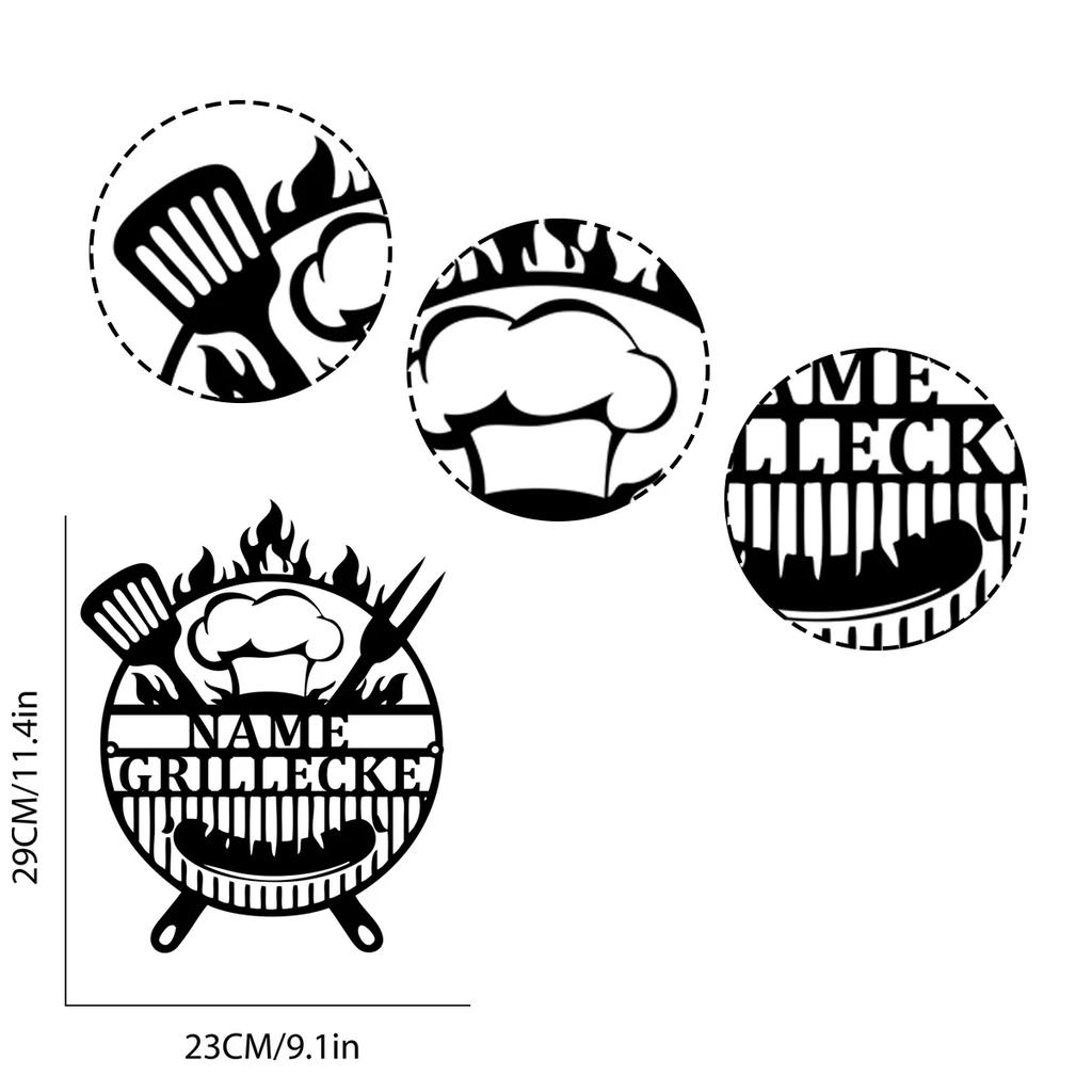 Custom Metal BBQ Sign, Personalized Outdoor Grill Decor, Unique Kitchen Wall Art