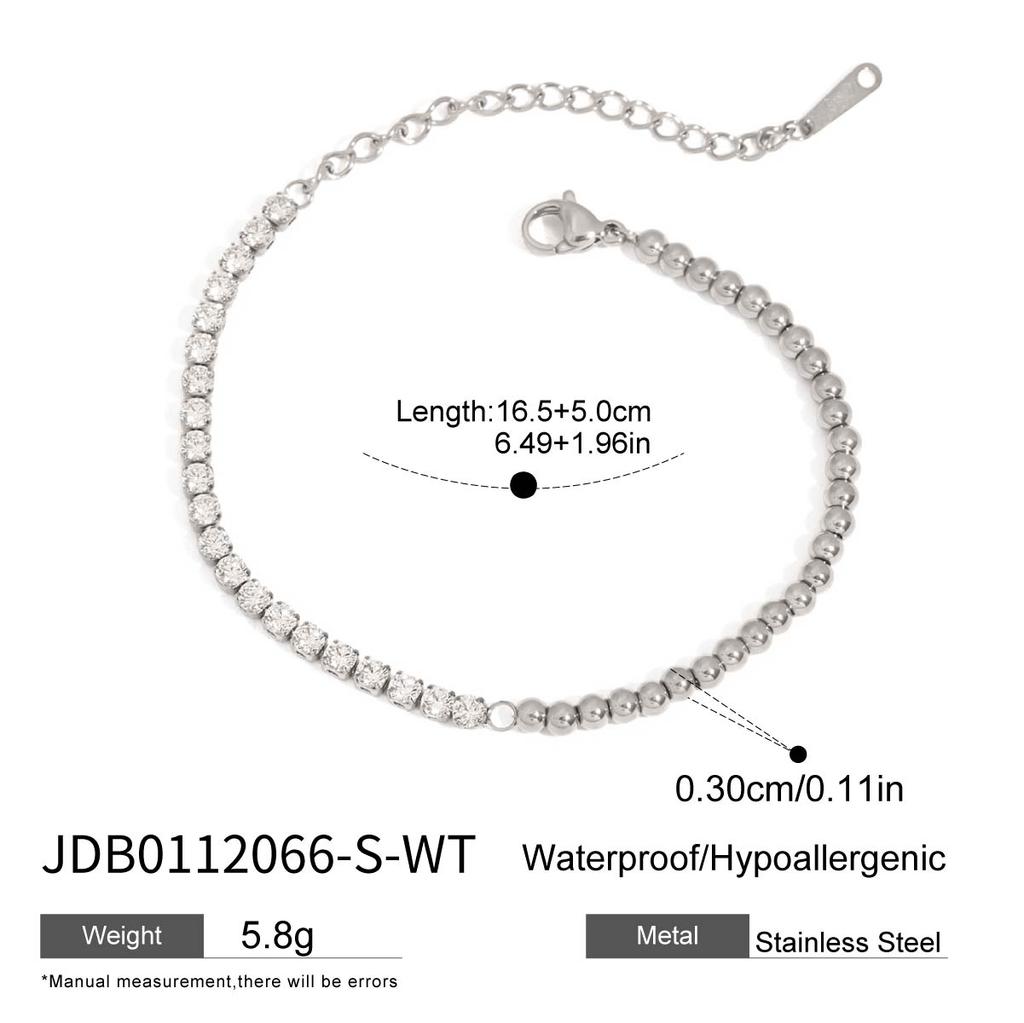 Youthway Vielseitig Lässig Vergoldetes Edelstahl Geometrisch Strassstein Tennis Kette Armband Halskette Set Sportliches Zubehör