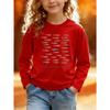 European sizes Long-Sleeved Top for Kids, Stylish Round-Neck Sweatshirt with a Fish Pattern And English Slogan, Cute Top Suitable for Casual Wear