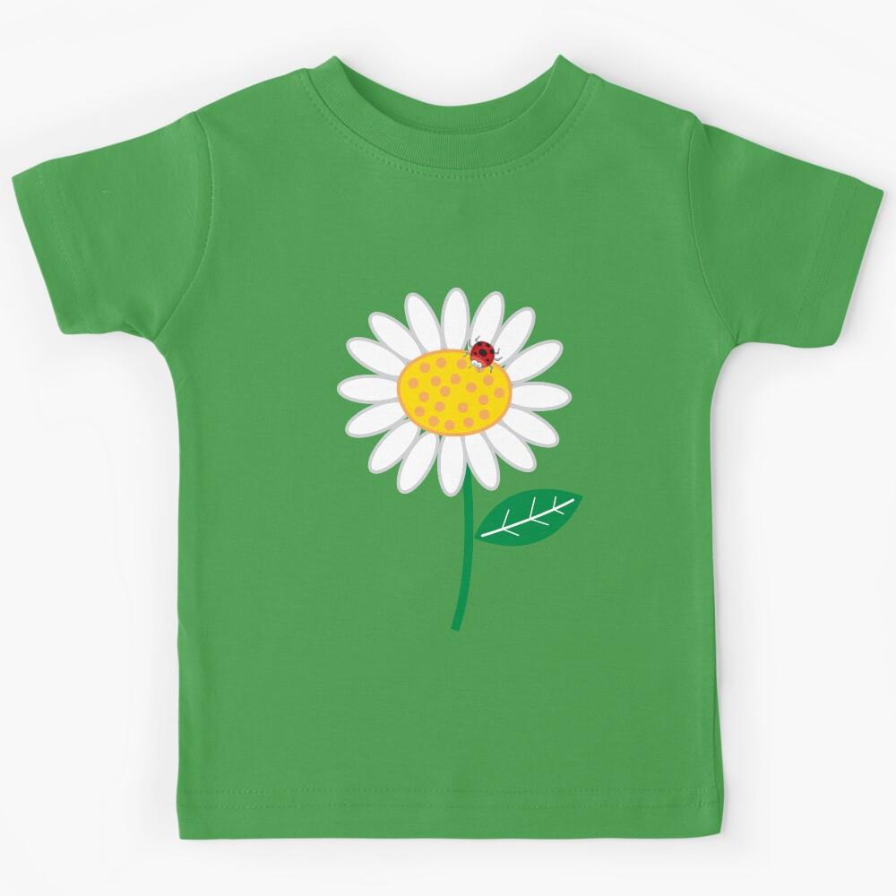 Whimsical Summer White Daisy and Red Ladybug ? fatfatin Kids T-Shirt 110