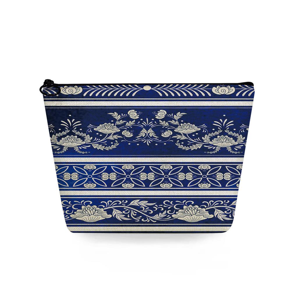Women Blue and White Porcelain Print Cosmetic Bag Toiletries Organize Travel Storage Case 6750