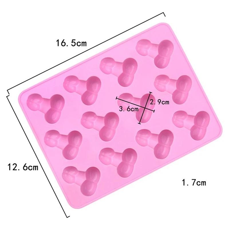 12 Holes 3D Sexy Penis Silicone Cake Mold Dick Ice Cube Mold Tray DIY Chocolate Penis Mould Birthday Party Cake Decoration