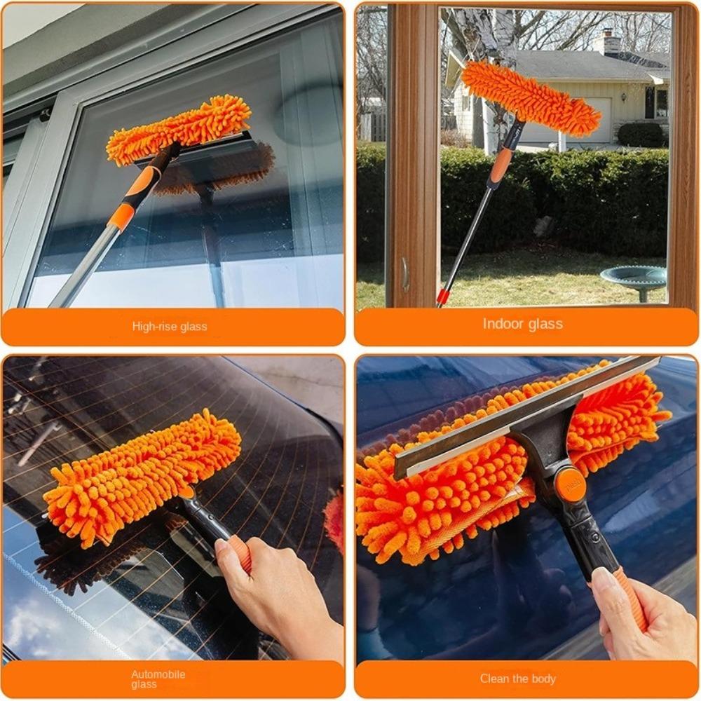 2 In 1 Washing Window Cleaning Squeegee Long Duster Window Wiper Ceiling Duster  Car Glass