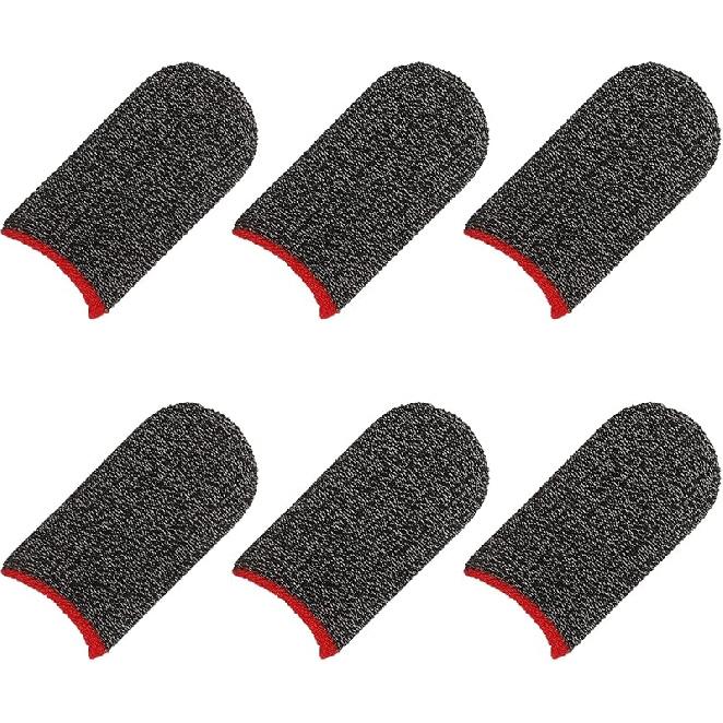 MECCANIXITY Mobile Gaming Finger Sleeve Controller Finger Thumb Sleeve Finger Gloves Black/Blue, Silver Fiber Anti-Sweat Breathable, for Phone Game, Black, Red