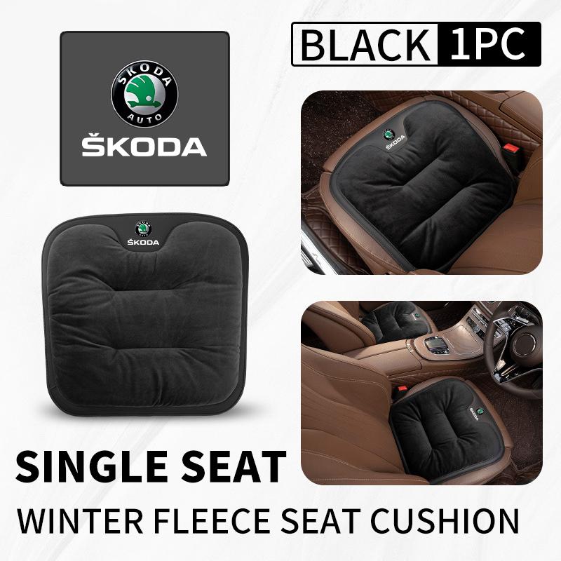 OENU7 For Skoda Flannel Warm Car Seat Anti Slip Cover Chair Front Rear Cushion Pad Octavia Superb RAPID FABIA KAMIQ KAROQ KODIAQ YETI