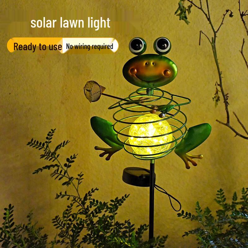 Dancing Frog Solar Crackle Ball Garden Stake Light