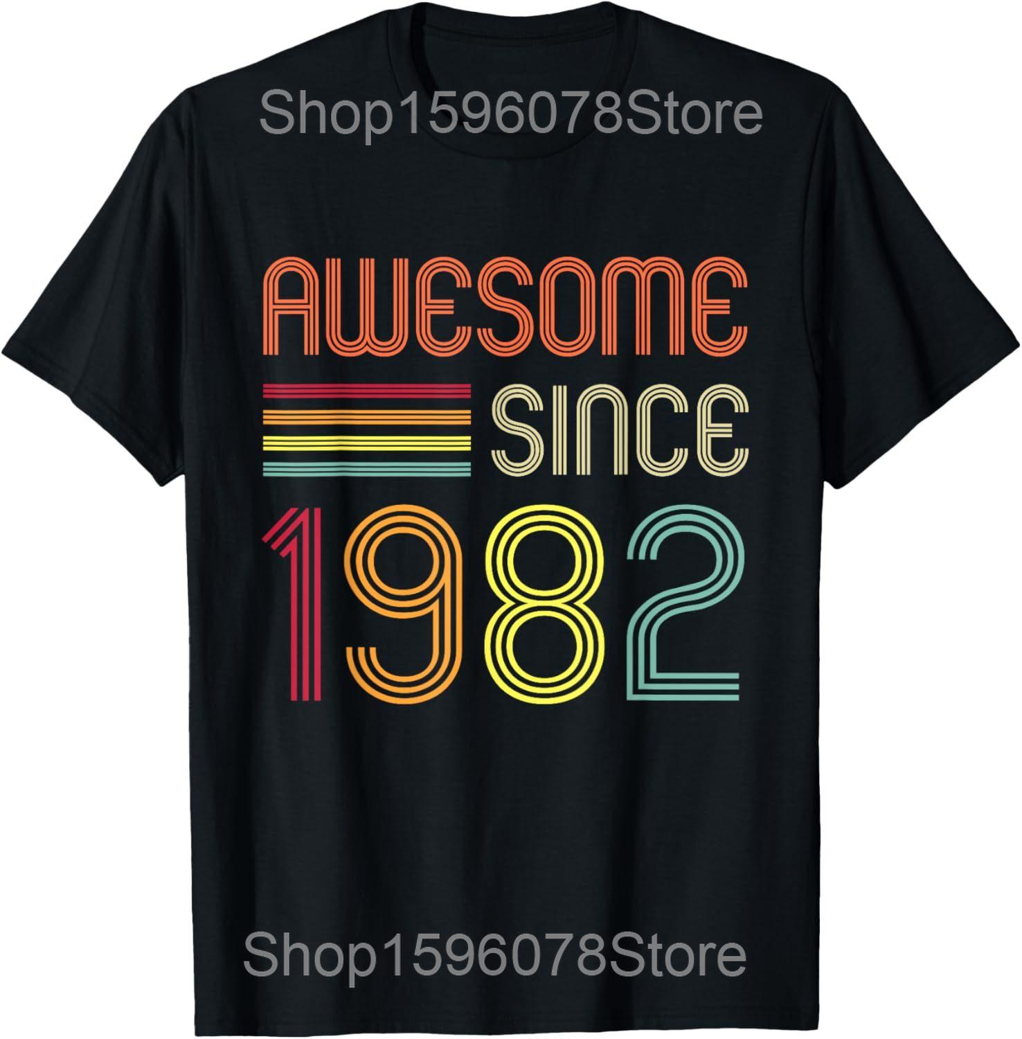

1982 Birthday Vintage Retro 44th T Shirts Unisex Women Cotton Humor Streetwear Tee Shirt Short Sleeve Unisex Loose Clothing 4XL