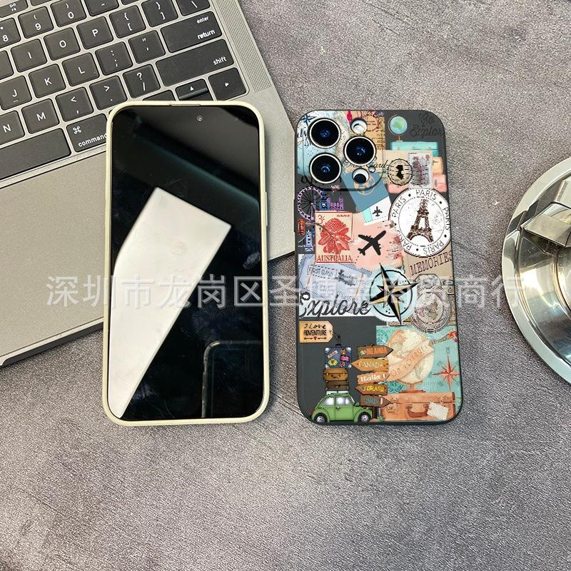Aircraft collage for iPhone15 mobile phone case 14PROMAX all-inclusive 13 anti-drop 16/15 protective case 17
