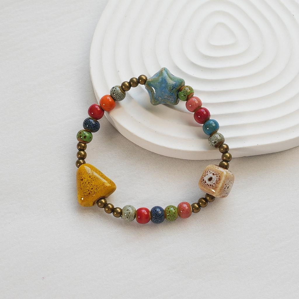 Ceramic beaded bracelet small fresh ancient style national style simple bracelet summer