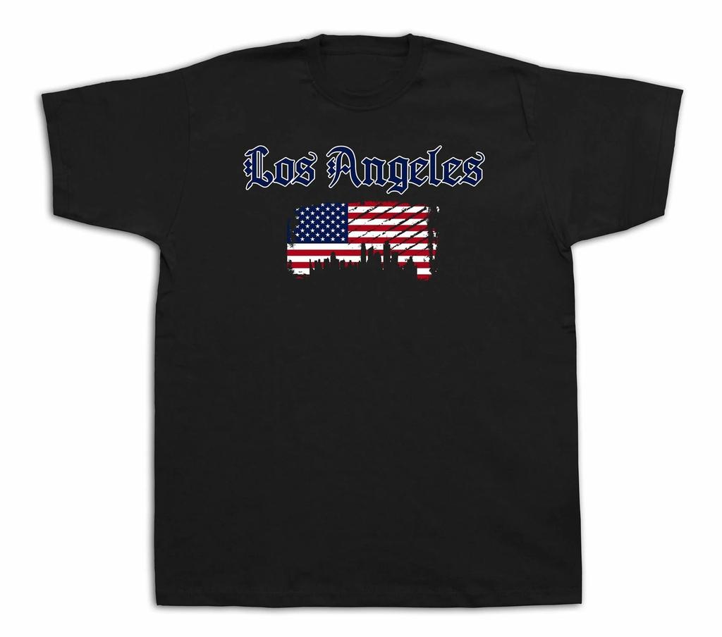 LA Los Angeles Flag Souvenir Tourist Spots City Sites T Shirt Funny Casual Tee