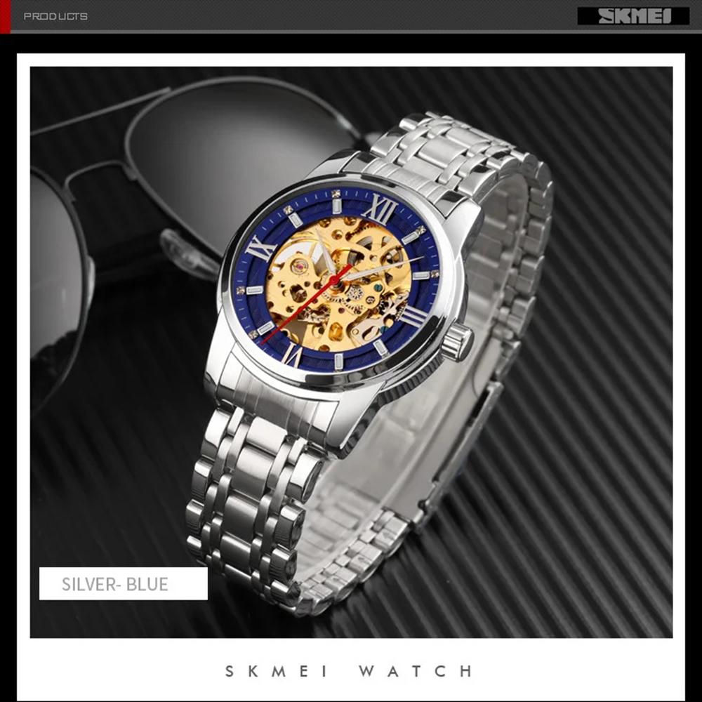 Pánské hodinky Luxusní automatické hodinky Pánské Mechanické hodinky s dutým ciferníkem Pro pánskou módu Náramek z nerezové oceli Hodinky