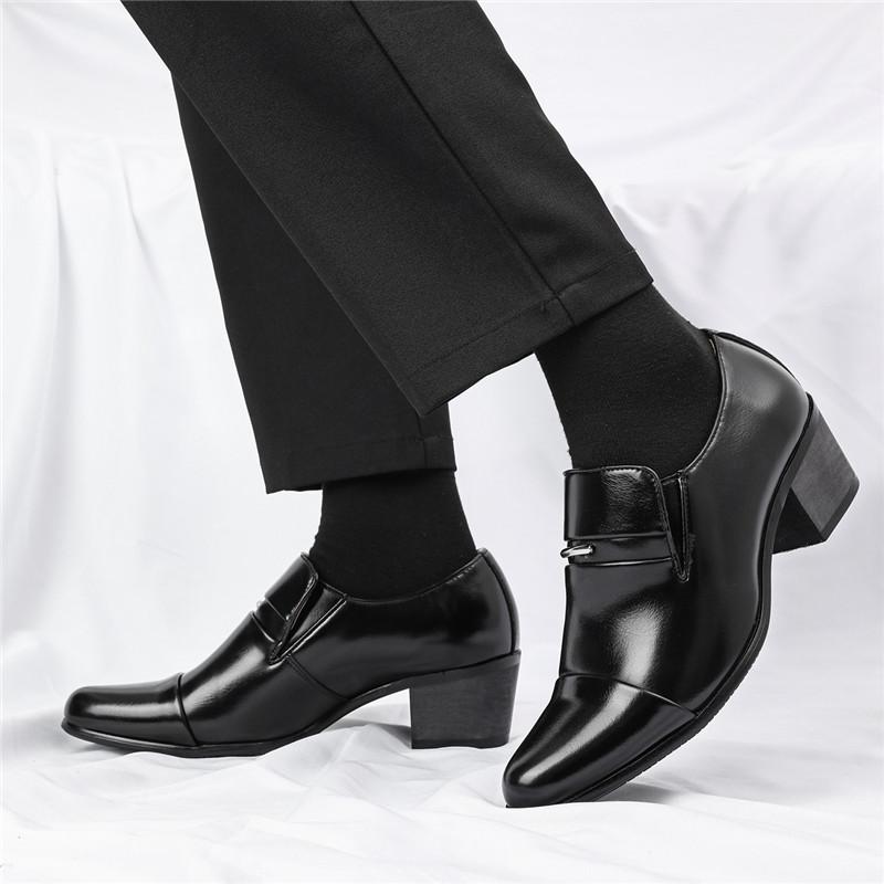 Neuer Kubanischer Modedesigner Slip-on Loafer Herren Spitz Schwarz Braun Hochzeit Erhöhungsschuhe Formelle Kleidung Schuhe Zapatos Hombre