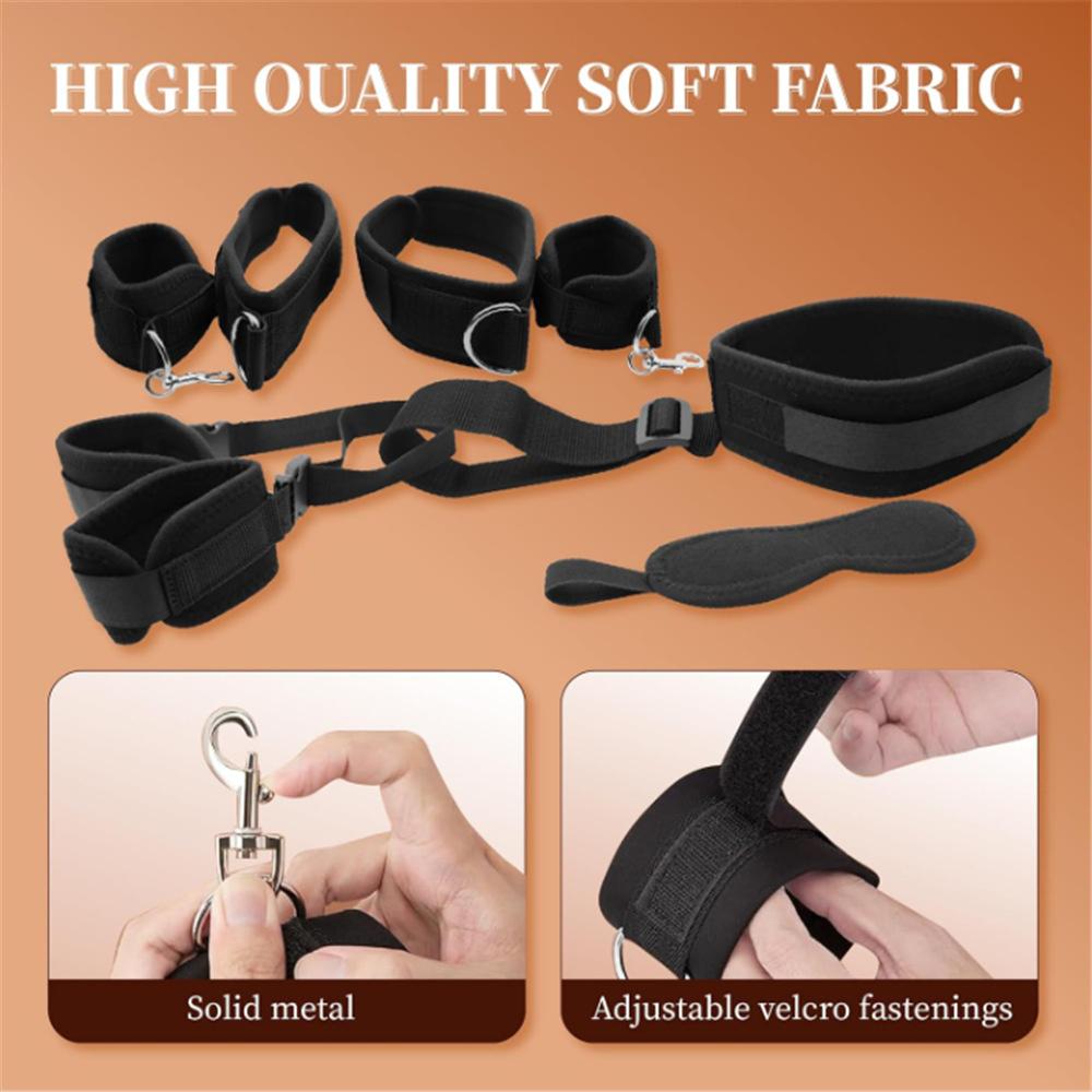 S&M Bed Bondage Ankle Collar Leather Restraint Set  Bondage Kits Erotic Toy Handcuffs Adult Game Sex Toys For Women Couples