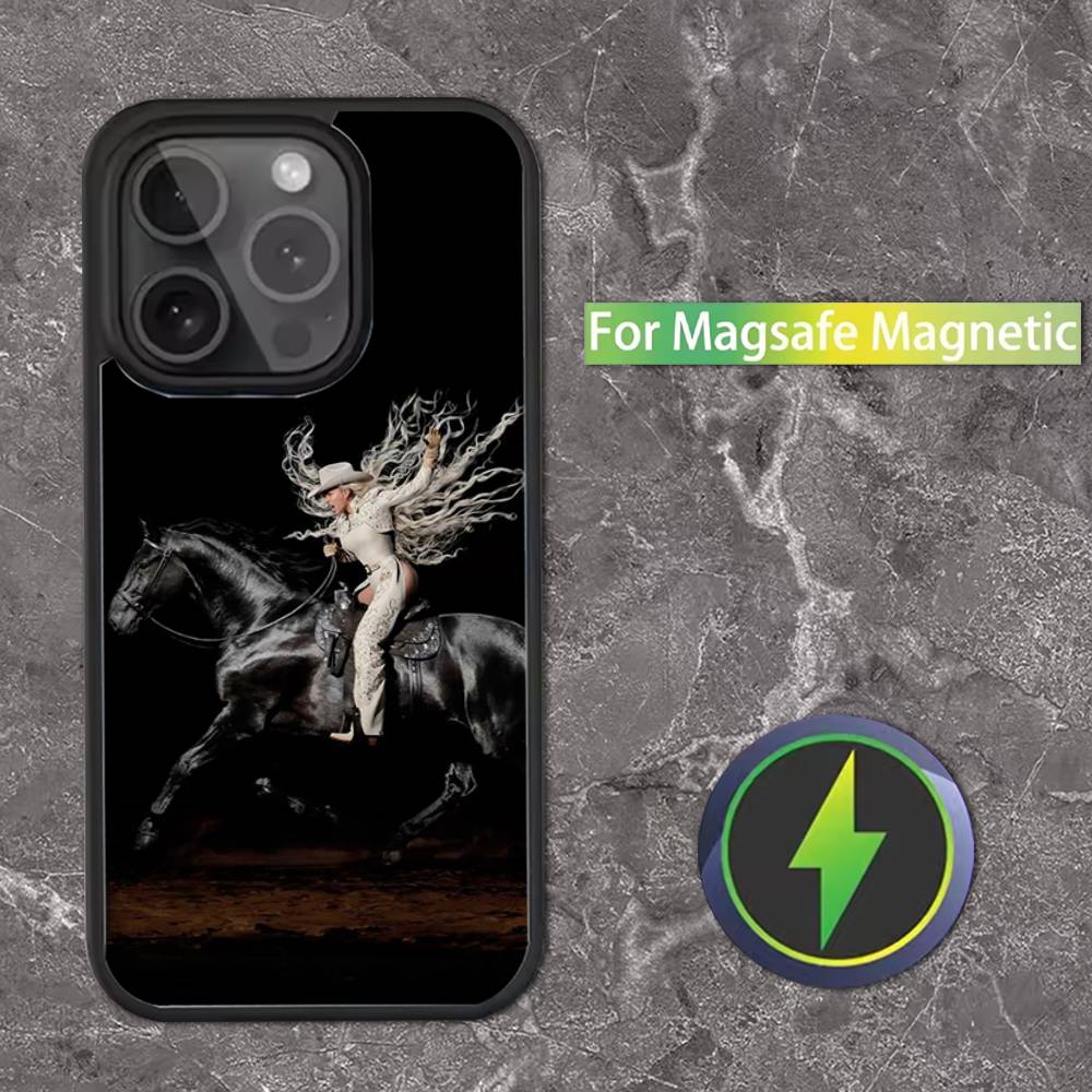 B-Beyonce Cowboy Phone Case For iPhone 16,15,14,13,12,11,Pro,Max,Plus,Mini,SE Magsafe Magnetic Wireless Charging