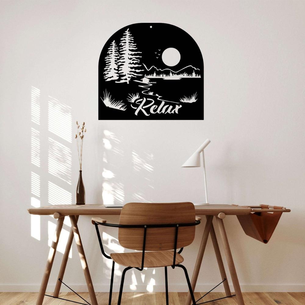 Relax Scenic Landscape Metal Wall Sign: Elegant New Indoor/Outdoor Door Hanger—Perfect for Living Room and Home Decoration