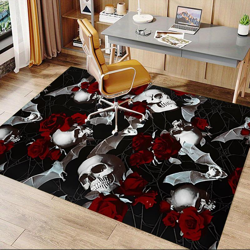1pc skull roses Carpet, Office Rug Outdoor Mat Home Decor Area Carpet Festival
