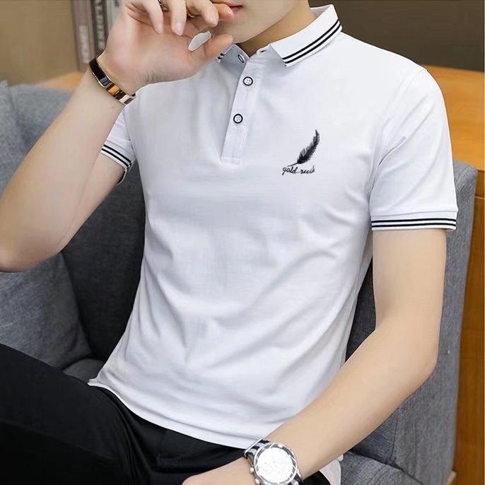 Herren Einfarbiges Poloshirt Kurzarm Slim Fit Freizeit T-Shirt