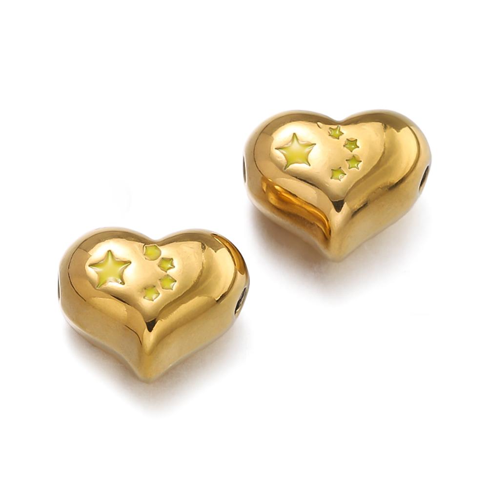 

2Pcs/Pack Stainless Steel 304 Heart Shape Gold Color Spacer Beads For DIY Necklace Bracelet Jewelry Making Accessories жовтий