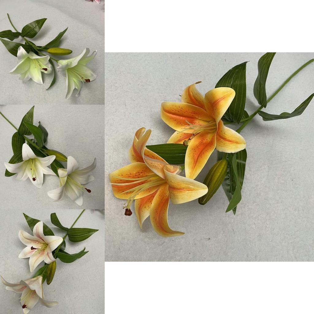 Lifelike 3d Cloth Lilies Artificial Flowers For Home Decor Wedding Centerpiece Floral Arrangement