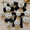Velvet Ribbon Camellia Bow Brooch Black White Bow Shirt Collar Pins Flower Brooch  Wedding Party
