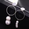 Elegant Asymmetrical Pearl Earrings For Women Stylish Geometric Design Alloy