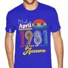 40. Geburtstag Hergestellt im April 1981 40. Geburtstag Herren T-Shirt Oberteile & T-Shirts Firma Lässig Baumwolle Studenten T-Shirts Druck
