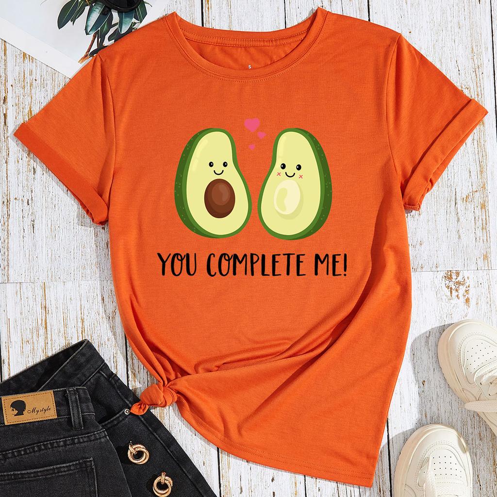 T-shirt en coton à manches courtes et col rond pour femmes, hauts imprimés en 2D