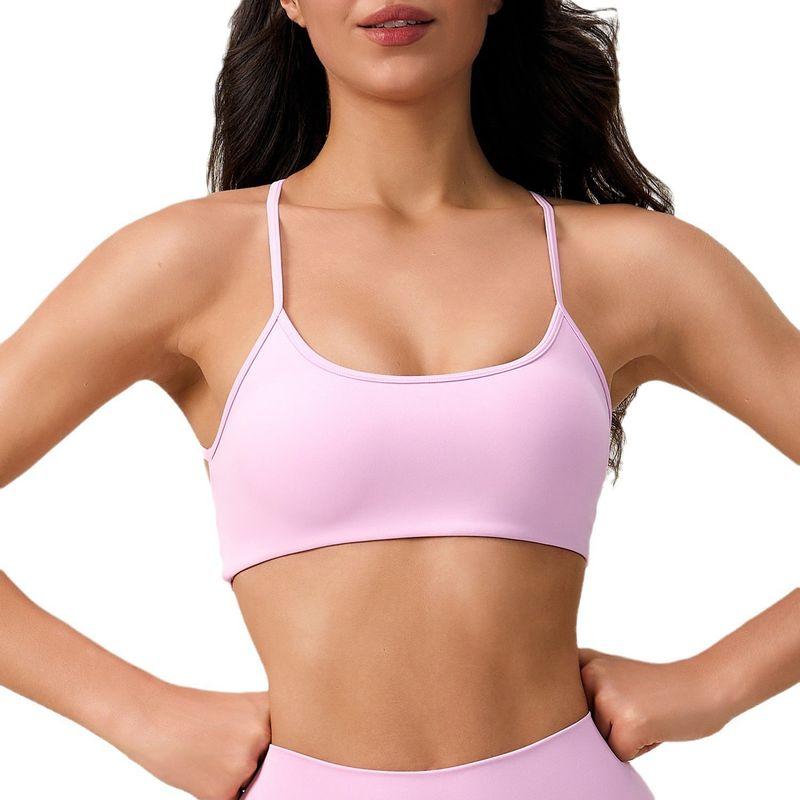 Fashion Nude Feel Beauty Back Yoga Bra Women's Spaghetti Strap Cross Sports Intimates Pilates Fitness Vest Bra