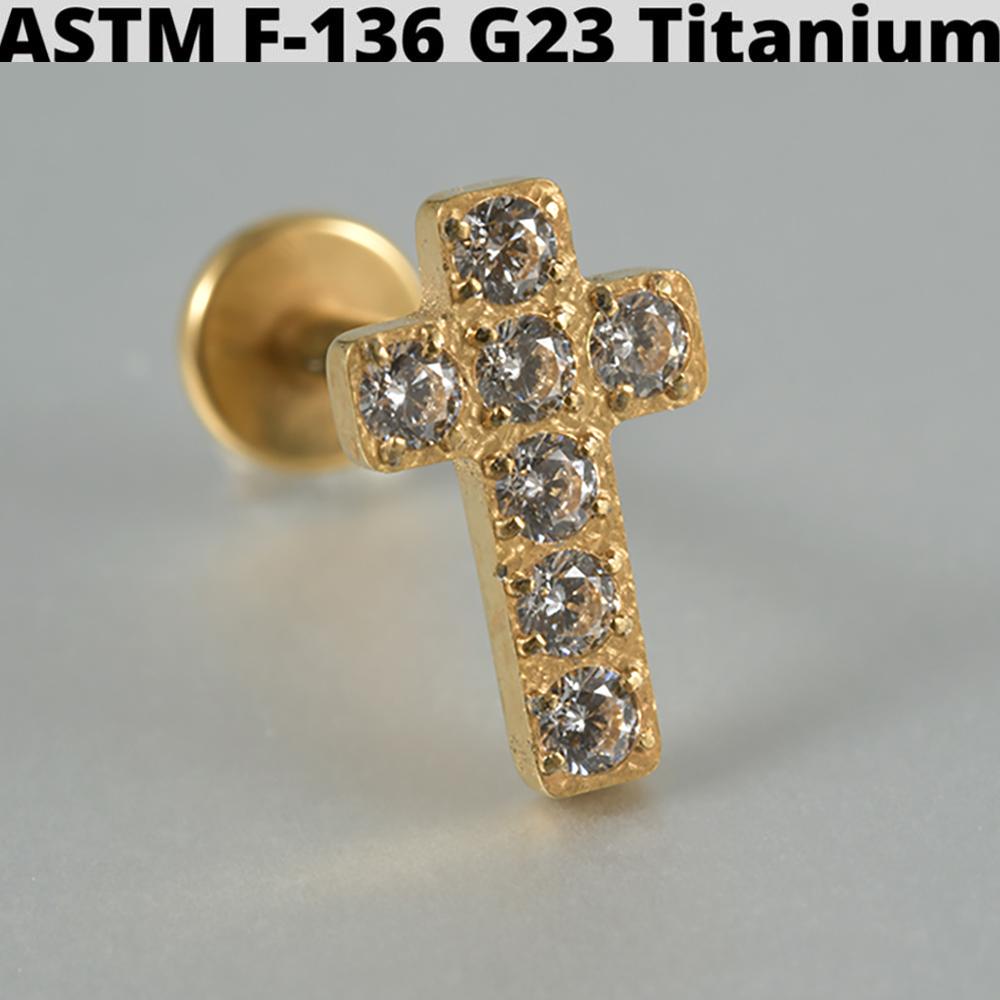 Cz Four Pointed Star G23 Solid Titanium Cartilage Earrings Stud 16G Internally Threaded Sun Helix Ear Tragus Piercing Jewelry