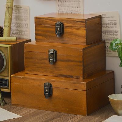 1pc S/M /L Size Retro Wood Desktop Jewelry&antique Storage Box with Safety Lock,souvenir&recipe books&Precious Books Collect Wood Box.