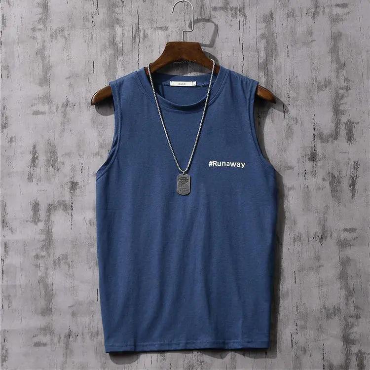 

Летний свободный жилет для мужчин, футболка без рукавов, тонкая спортивная рубашка для мальчиков XXXXXL синий