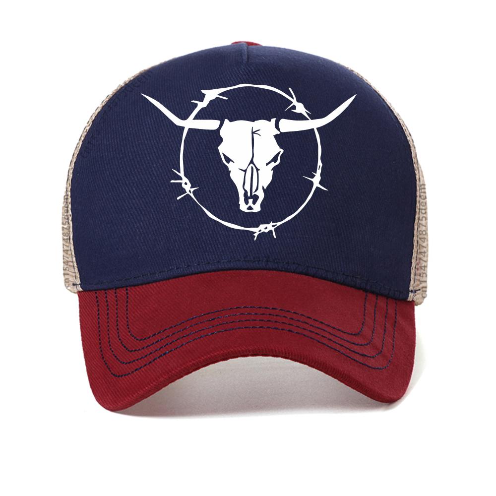 

bull skull print sports baseball cap Unisex s summer fashionable casual caps Breathable sun hat adjustable mesh Trucker hats Adjustable