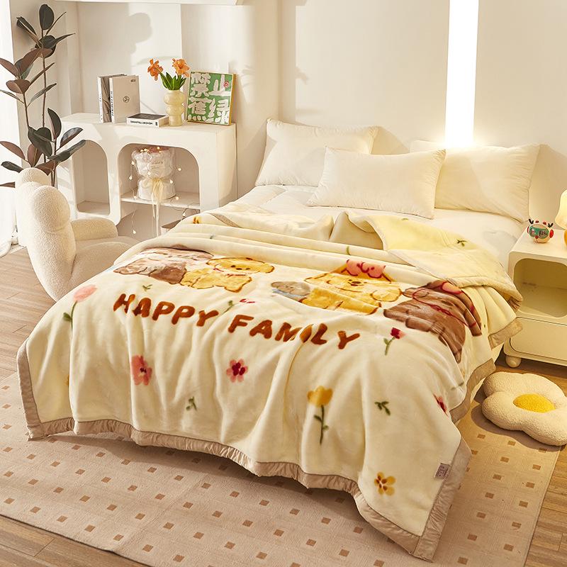 Double-Layer Thickened Raschel Blanket - Winter Warm Quilt & Mattress Cover for Weddings, Air Conditioning, and More.