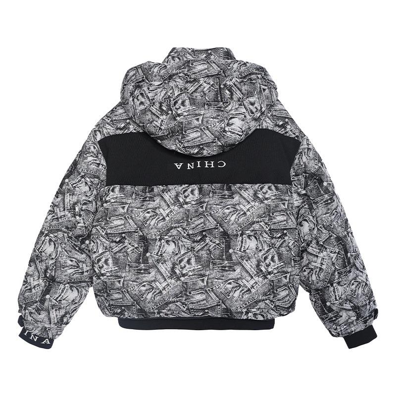 Tide brand original design sense printed white duck down jacket women's short small new winter bread clothes