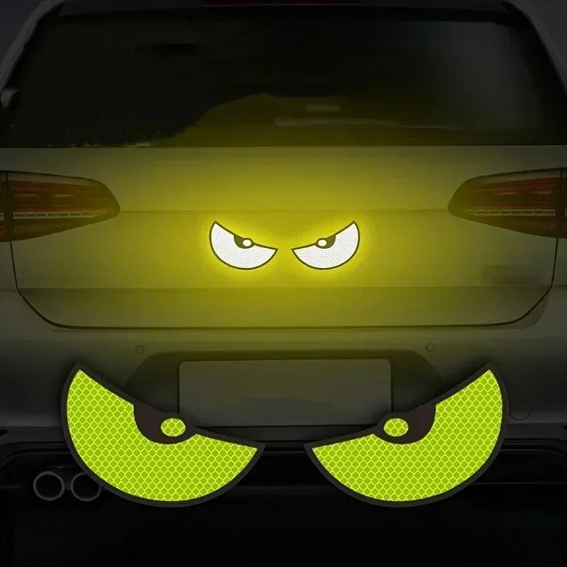 2pcs/Set Reflective Car Stickers Motorbike Helmet Improve Your Vehicle's Visibility And Safety With Devil Eye Stickers