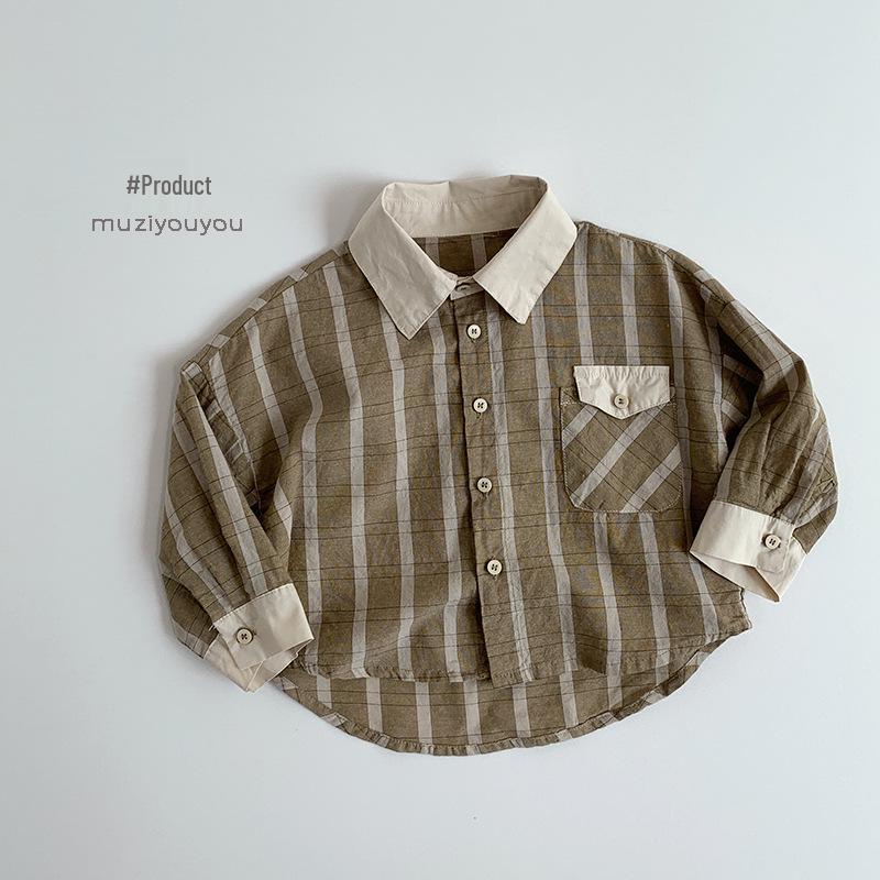 

Children s Korean Plaid Windbreaker Shirt - Lightweight Spring/Summer Outerwear for Boys & Girls 2025 100 cm