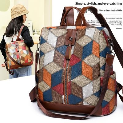 Women's New High-end Texture Niche Design Backpack Anti-theft Travel Large Capacity Splicing Bag