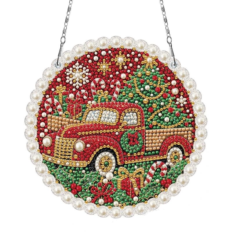 Acrylic Rhinestone Pendant Christmas Craft Set Single Sided Drill Hanging Decor Kit Diy Festival Gifts