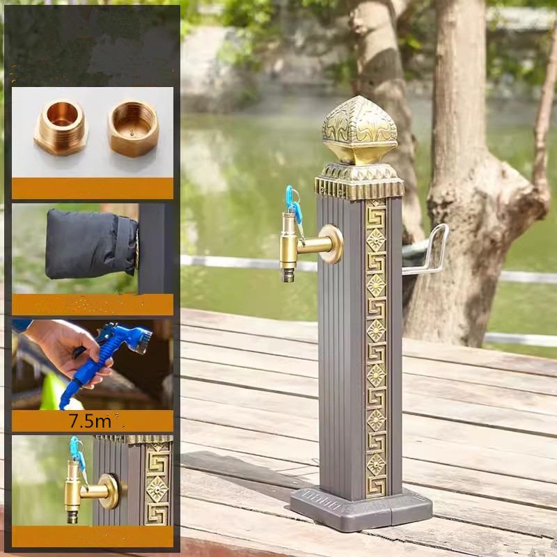 Tuqiu Antique Garden Faucet Red Bronze Outdoor Faucet Black Outdoor Stand Faucet Outdoor Mixer Column Tap Single Cold