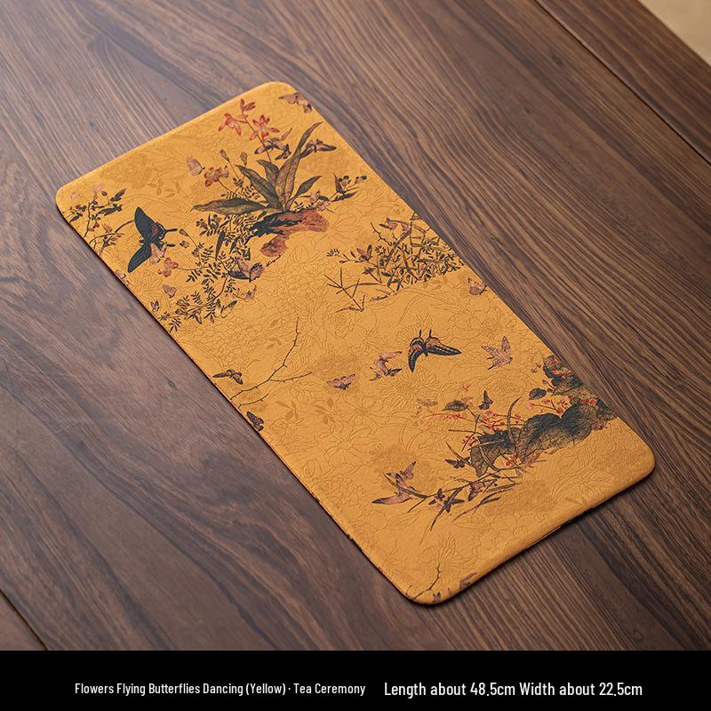 Xiangyunsha Double-Sided Waterproof Zen Tea Mat - High-End Chinese Style Dry Brew Tray Cloth
