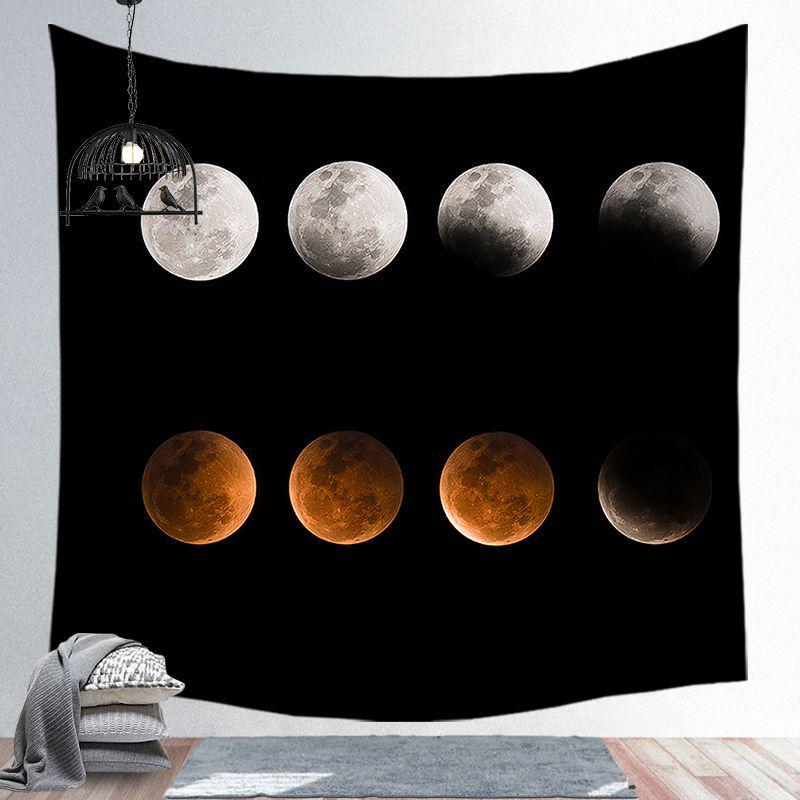 Starry Night Tapestry Mountain Moon Star Black Tapestry Psychedelic Witch Wall Hanging Bedroom Living Room Decoration Aesthetics
