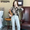 Spring and Autumn Women's Shirt Lapel Shirt Loose Vintage Tie-dyed Shirt Long-sleeved Printed Chiffon Shirt