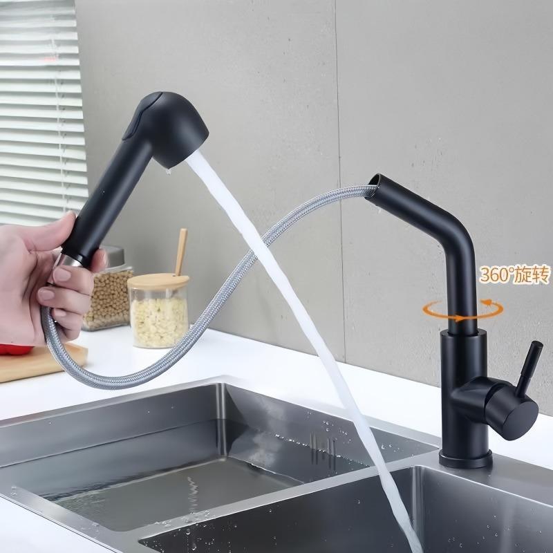 

Kitchen Hot and Cold Faucet Stainless Steel Pull Out Faucet Dish Sink Tap Universal Faucet Kitchen Accessories Shower чорний